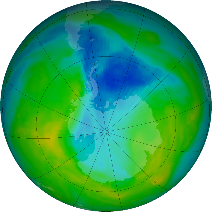 Antarctic ozone map for 08 December 1987